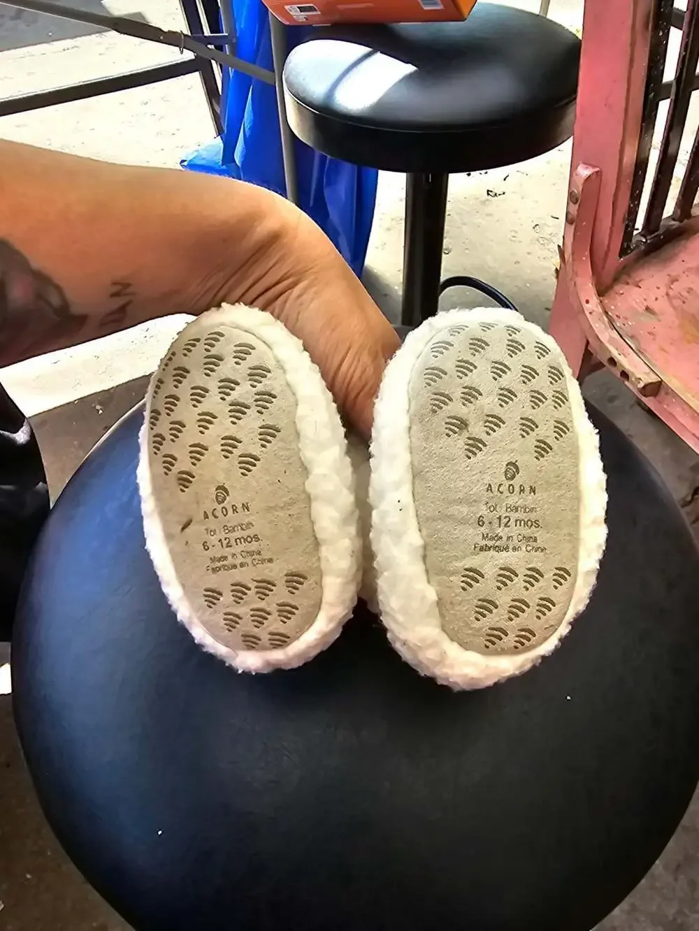 Acorn Tot Bambini Faux Fur Bootie Slippers 6-12 Months White